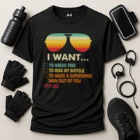 Funny Music Lover Gift Bicycle Costume I Want It All Cooling Performance Crew T-Shirt