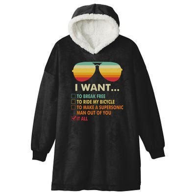 Funny Music Lover Gift Bicycle Costume I Want It All Hooded Wearable Blanket