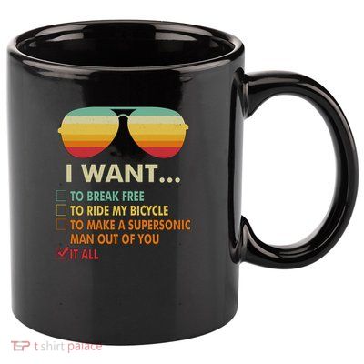 Funny Music Lover Gift Bicycle Costume I Want It All 11oz C Handle Ceramic Mug