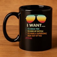 Funny Music Lover Gift Bicycle Costume I Want It All 11oz C Handle Ceramic Mug