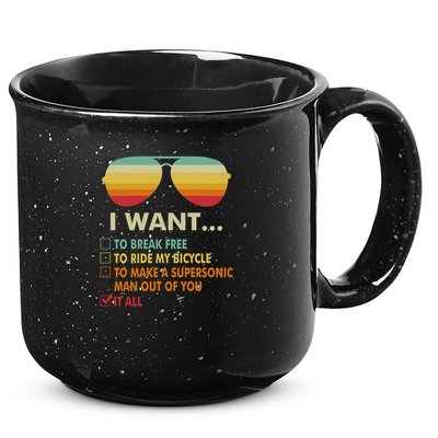 Funny Music Lover Gift Bicycle Costume I Want It All 15oz Campfire Ceramic Mug