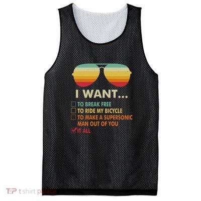 Funny Music Lover Gift Bicycle Costume I Want It All Mesh Reversible Basketball Jersey Tank