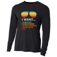 Funny Music Lover Gift Bicycle Costume I Want It All Cooling Performance Long Sleeve Crew