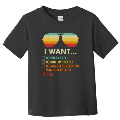 Funny Music Lover Gift Bicycle Costume I Want It All Toddler T-Shirt