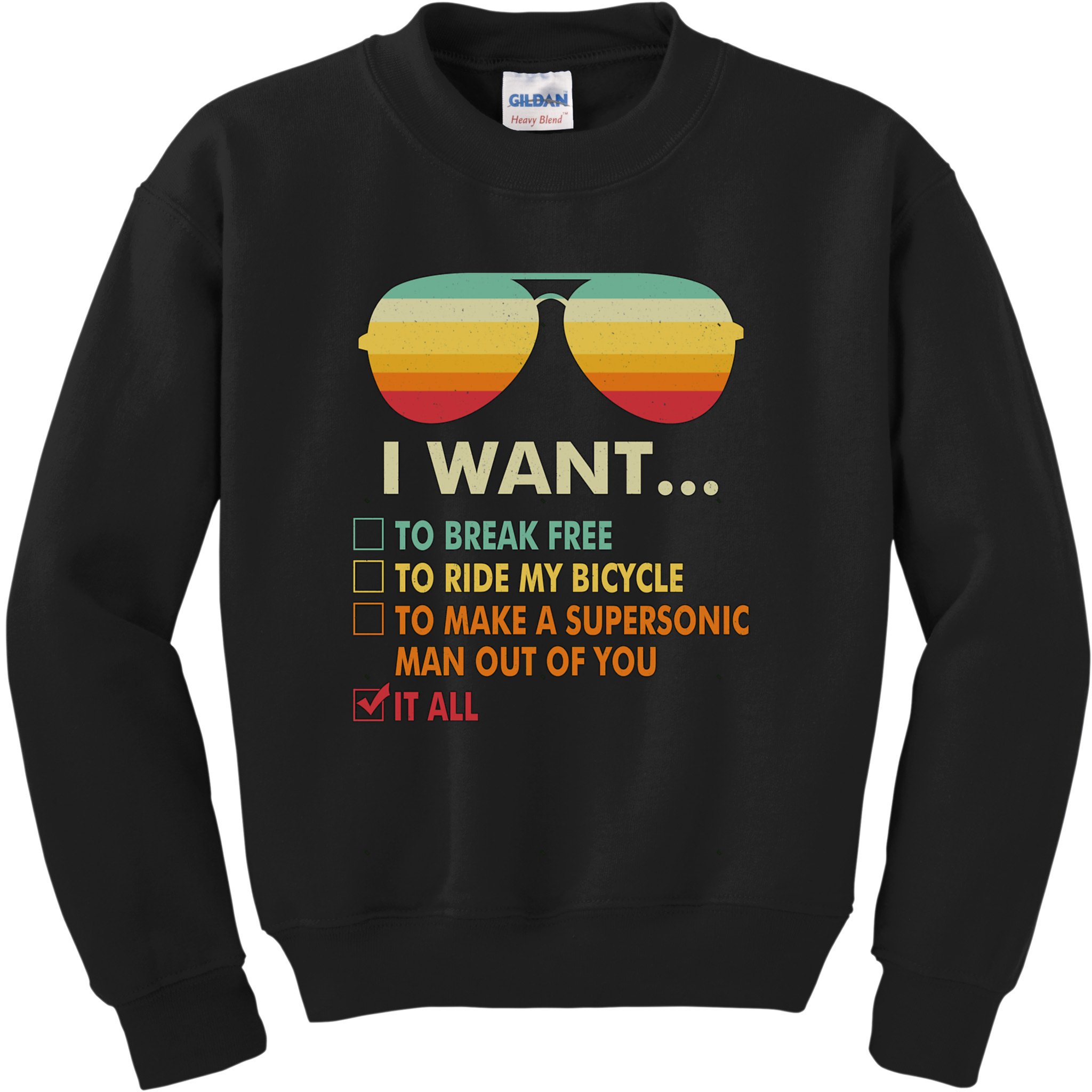 Funny Music Lover Gift Bicycle Costume I Want It All Kids Sweatshirt
