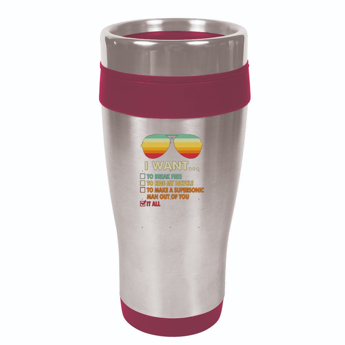 Funny Music Lover Gift Bicycle Costume I Want It All 16oz Travel Tumbler