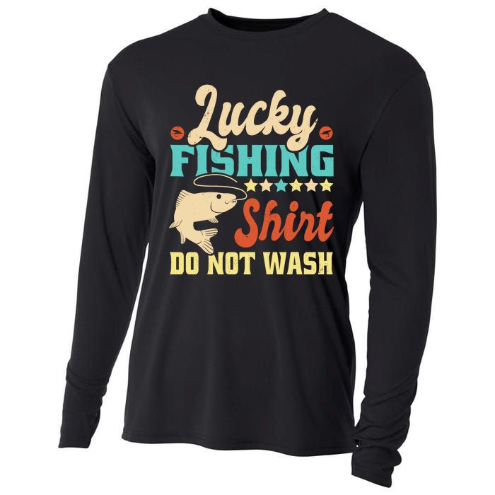 Funny My Lucky Fishing For Dad Cooling Performance Long Sleeve Crew