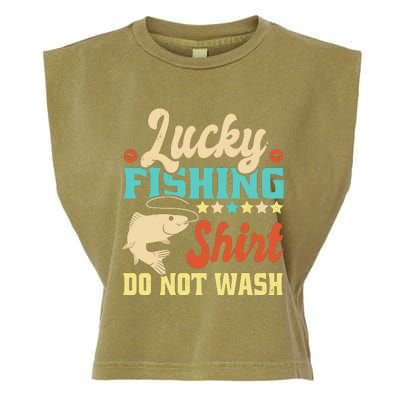 Funny My Lucky Fishing For Dad Garment-Dyed Women's Muscle Tee