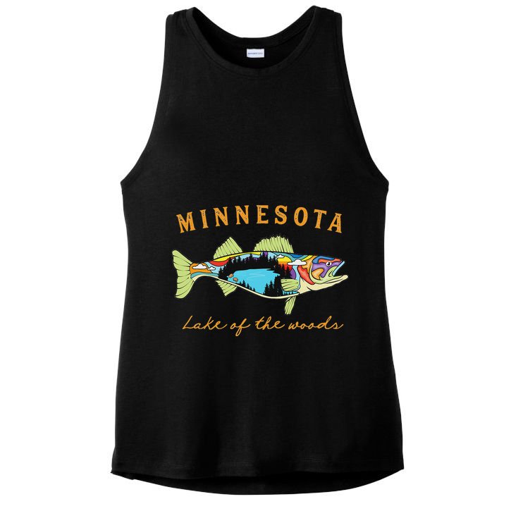 Fisherman Minnesota Lake Of The Woods Fisher Walleye Fishing Ladies PosiCharge Tri-Blend Wicking Tank
