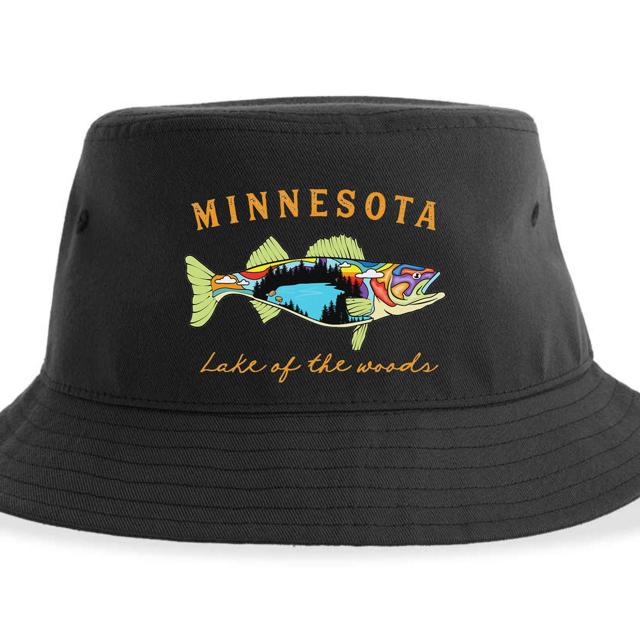 Fisherman Minnesota Lake Of The Woods Fisher Walleye Fishing Sustainable Bucket Hat
