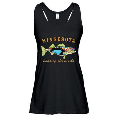 Fisherman Minnesota Lake Of The Woods Fisher Walleye Fishing Ladies Essential Flowy Tank