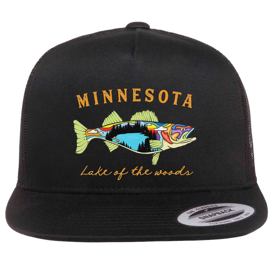Fisherman Minnesota Lake Of The Woods Fisher Walleye Fishing Flat Bill Trucker Hat