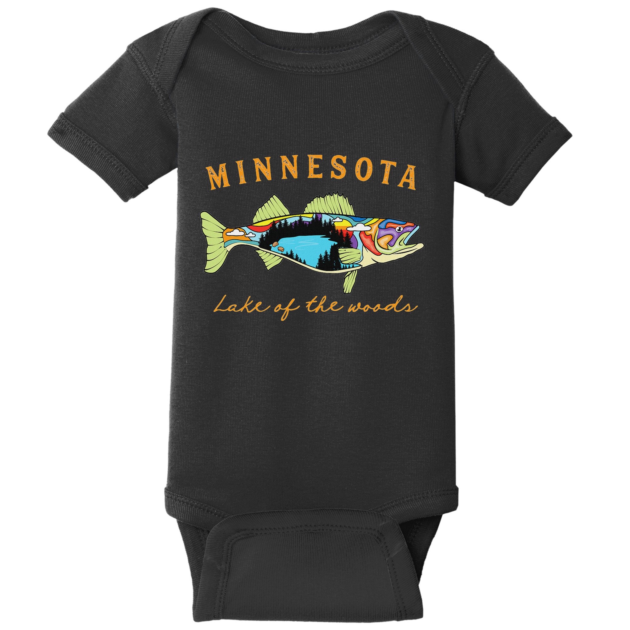 Fisherman Minnesota Lake Of The Woods Fisher Walleye Fishing Baby Bodysuit