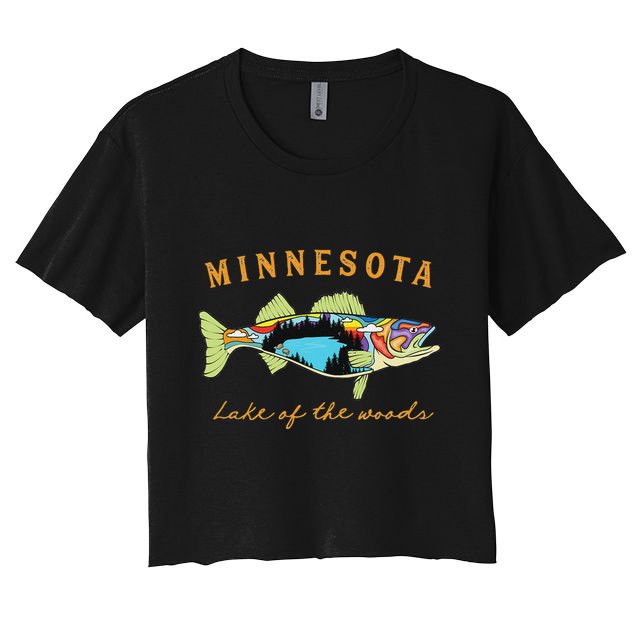 Fisherman Minnesota Lake Of The Woods Fisher Walleye Fishing Crop Top