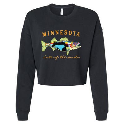 Fisherman Minnesota Lake Of The Woods Fisher Walleye Fishing Cropped Pullover Crew