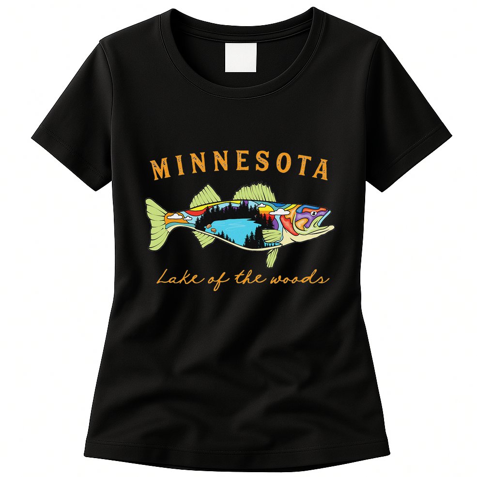 Fisherman Minnesota Lake Of The Woods Fisher Walleye Fishing Womens T-Shirt