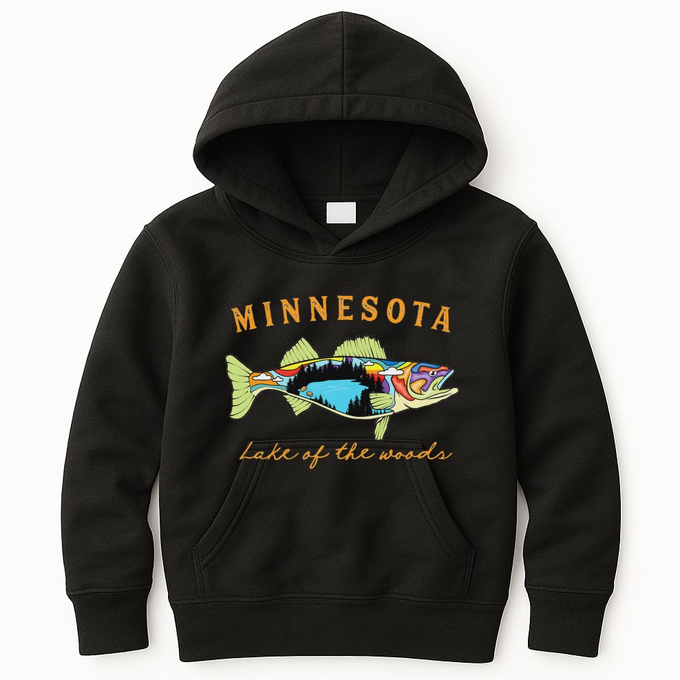Fisherman Minnesota Lake Of The Woods Fisher Walleye Fishing Kids Hoodie