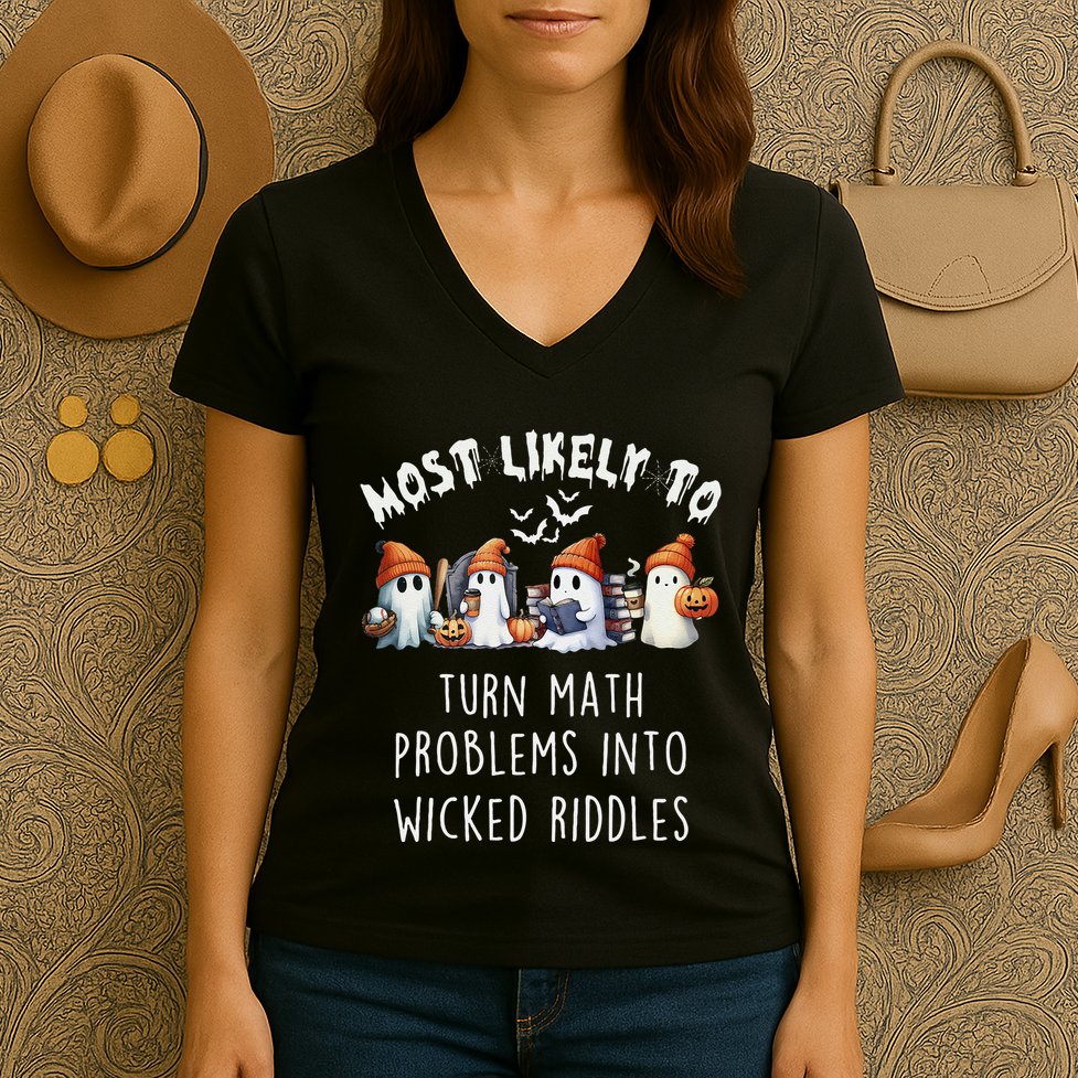 Funny Most Likely To Turn Math Problems Into Wicked Riddles Women's V-Neck T-Shirt