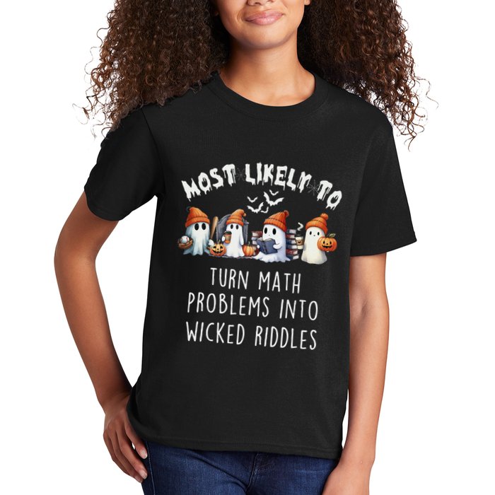 Funny Most Likely To Turn Math Problems Into Wicked Riddles Kids T-Shirt