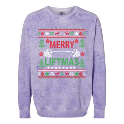 Funny Merry Liftmas Fitness Colorblast Crewneck Sweatshirt