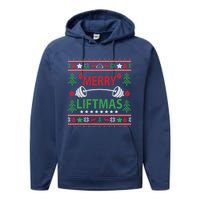 Funny Merry Liftmas Fitness Performance Fleece Hoodie