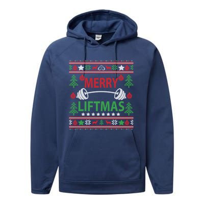 Funny Merry Liftmas Fitness Performance Fleece Hoodie