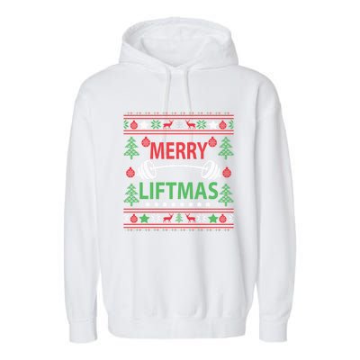 Funny Merry Liftmas Fitness Garment-Dyed Fleece Hoodie