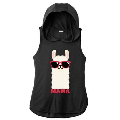 Funny Mama Llama Drama Mama Llama Momma Ladies PosiCharge Tri-Blend Wicking Draft Hoodie Tank