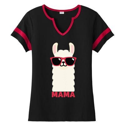 Funny Mama Llama Drama Mama Llama Momma Ladies Halftime Notch Neck Tee