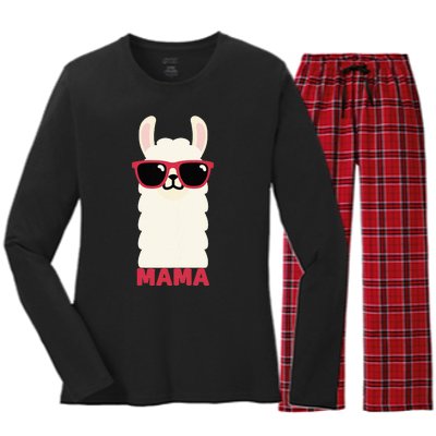 Funny Mama Llama Drama Mama Llama Momma Women's Long Sleeve Flannel Pajama Set 