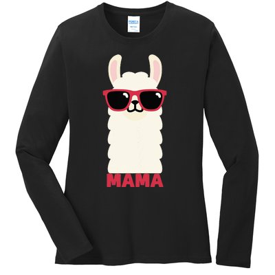 Funny Mama Llama Drama Mama Llama Momma Ladies Long Sleeve Shirt