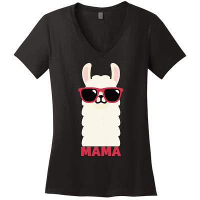 Funny Mama Llama Drama Mama Llama Momma Women's V-Neck T-Shirt