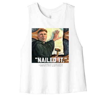 Funny Martin Luther Nailed It Graphic Design Women's Racerback Cropped Tank