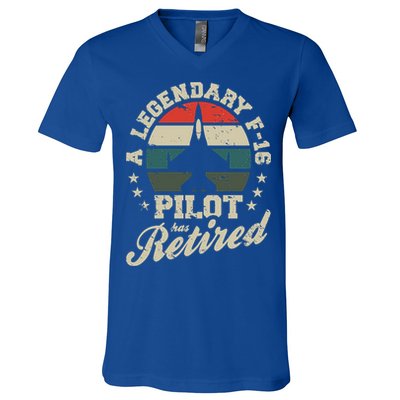 F16 Multirole Legendary Pilot Has Retired Veteran Fighter Gift V-Neck T-Shirt