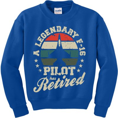 F16 Multirole Legendary Pilot Has Retired Veteran Fighter Gift Kids Sweatshirt