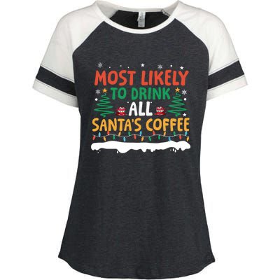 Funny Most Likely To All SantaS Coffee Christmas Gift Enza Ladies Jersey Colorblock Tee