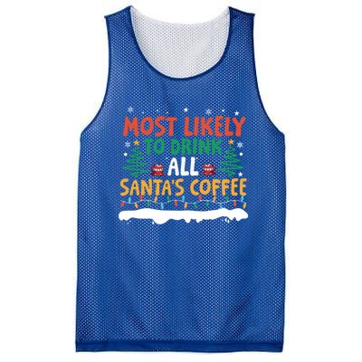 Funny Most Likely To All SantaS Coffee Christmas Gift Mesh Reversible Basketball Jersey Tank