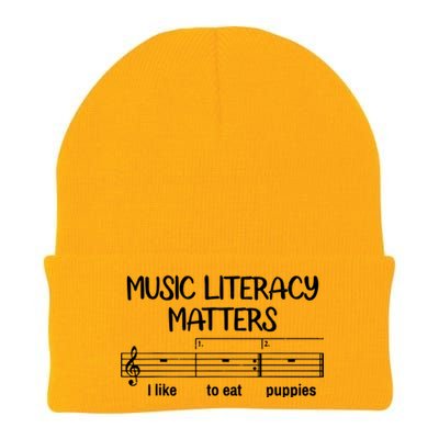 Funny Music Literacy Matters I Like To Eat Puppies Knit Cap Winter Beanie