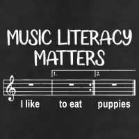 Funny Music Literacy Matters I Like To Eat Puppies 7 Panel Mesh Trucker Snapback Hat