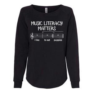 Funny Music Literacy Matters I Like To Eat Puppies Womens California Wash Sweatshirt