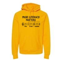 Funny Music Literacy Matters I Like To Eat Puppies Premium Hoodie