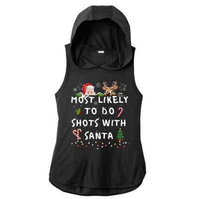 Fun Most Likely To Funny Story Christmas Pajamas Family Ladies PosiCharge Tri-Blend Wicking Draft Hoodie Tank