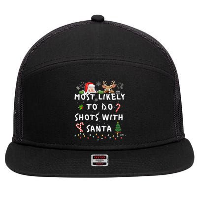 Fun Most Likely To Funny Story Christmas Pajamas Family 7 Panel Mesh Trucker Snapback Hat