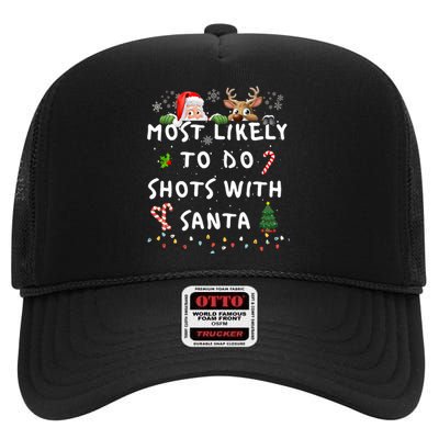 Fun Most Likely To Funny Story Christmas Pajamas Family High Crown Mesh Back Trucker Hat