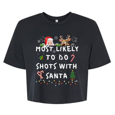 Fun Most Likely To Funny Story Christmas Pajamas Family Bella+Canvas Jersey Crop Tee