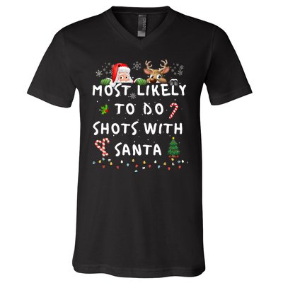 Fun Most Likely To Funny Story Christmas Pajamas Family V-Neck T-Shirt