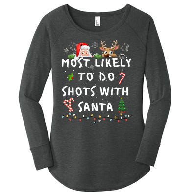 Fun Most Likely To Funny Story Christmas Pajamas Family Women's Perfect Tri Tunic Long Sleeve Shirt