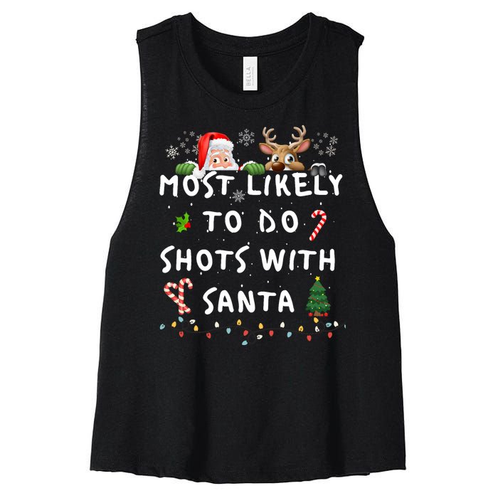 Fun Most Likely To Funny Story Christmas Pajamas Family Women's Racerback Cropped Tank