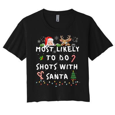 Fun Most Likely To Funny Story Christmas Pajamas Family Women's Crop Top Tee