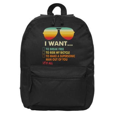Funny Music Lover Gift Bicycle Costume I Want It All 16 in Basic Backpack